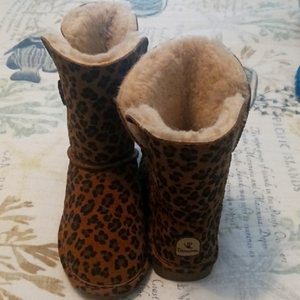 BearPaw Leopard Print Boots with Fur Lining